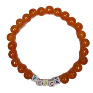 Peace orange 8mm stretch bracelet glass handmade friendship